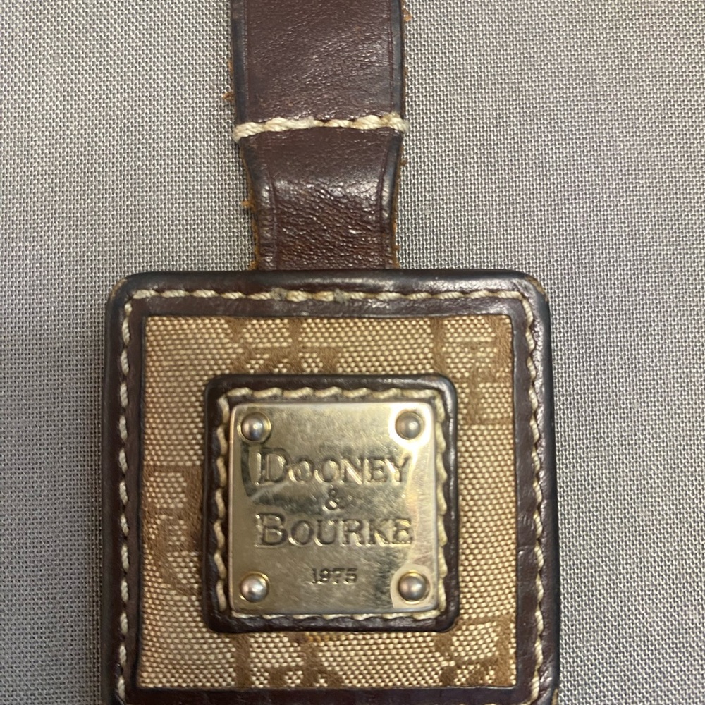 Dooney & Bourke Keychain Leather Buckle Gold Plated, Brown, with D & B Logo